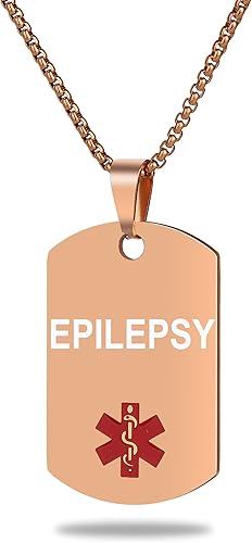 Miniatura 65 de Collar de alerta médica, etiqueta grabada con láser, grabado personalizado, etiqueta de identificación de acero inoxidable, colgante para hombres