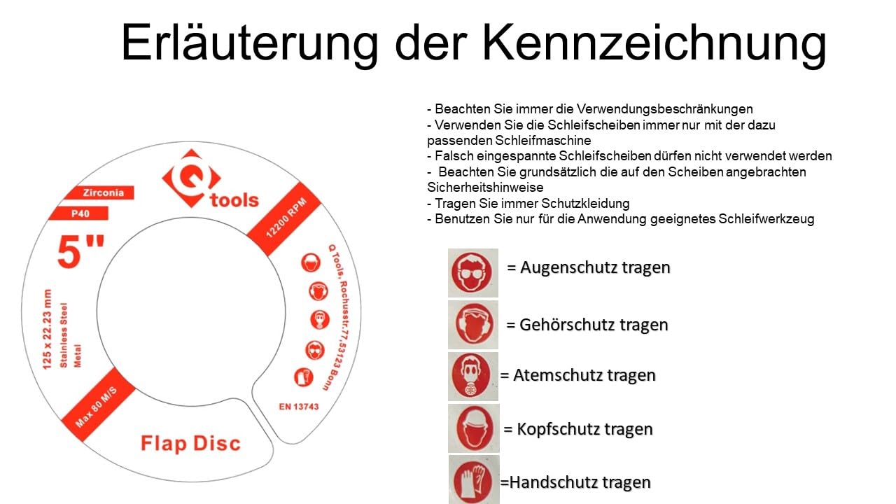 Fächerscheiben 125 | je 5x Fächerscheibe 125mm Scheiben Korn 40,60,80,120 | 125mm Schleifscheiben in Handwerker-Qualität | Flex Schleifteller für Winkelschleifer bzw. Tellerschleifer