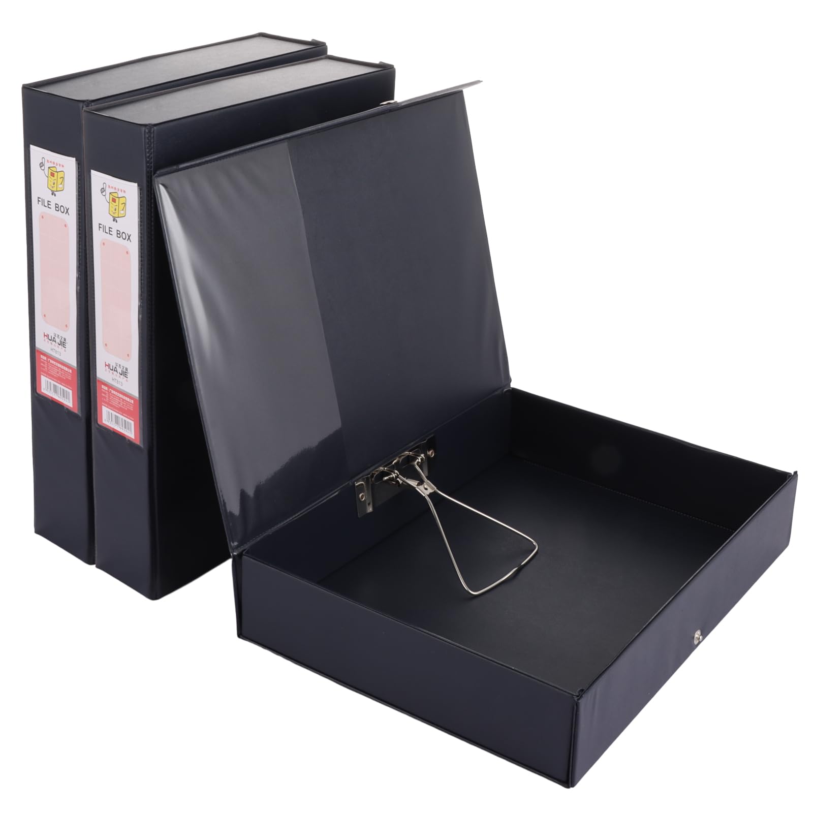 Oungy File A4, Plastic Lockspring 68mm Spine Document Box with Ring Pull and Catch, Foolscap for Office, School, and Home
