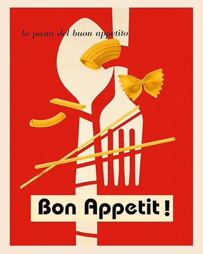 Pasta Spaghetti Bon Appetit Great Italian Italy Fine Food 16 "x 20" Tamaño de imagen ENVÍO ROLLEADO Póster vintage Repro en papel mate