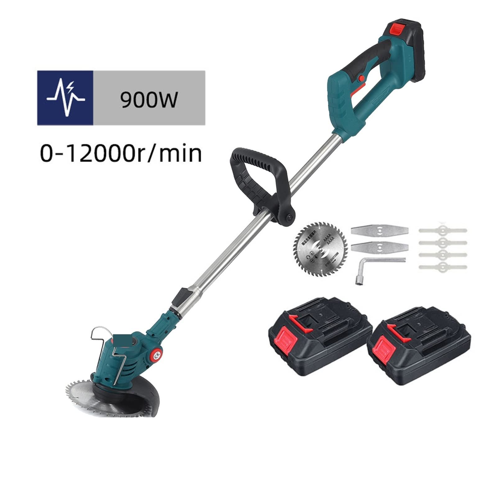 Schnurloser Elektrischer Rasentrimmer, 21V Elektro-Rasenmäher Akku-Rasentrimmer X2 Batterien Verstellbare Hand-Gartengeräte Leicht, GeräUscharm, Einfach Zu Bedienen
