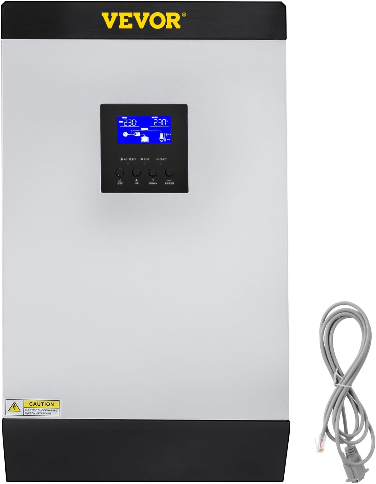 VEVOR 4000W Hybrid Solar Inverter, 48V DC to 230V AC Pure Sine Wave Solar Inverter, Build-in 60A MPPT Solar Charge Controller, Low Frequency Off-Grid Power Inverter for Utility/Generator/Solar Energy