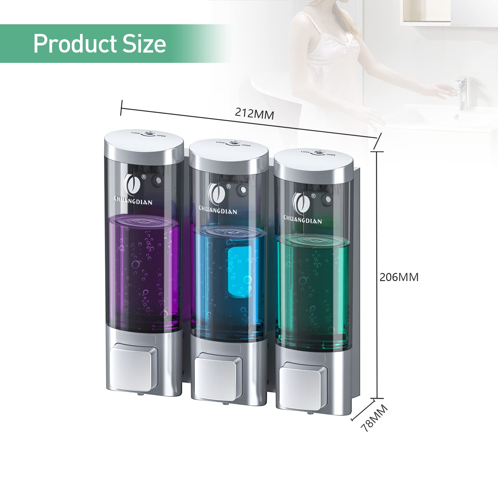 Dispenser Sapone Da Uro 2 Pezzi, Dispenser Sapone Parete 300 L, Dispenser Sapone Bagno A Uro - 8