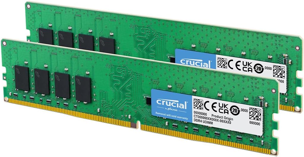 Crucial DDR4 RAM 64GB Kit (32GBx2) 3200MHz CL22, Desktop Computer Memory, (or 2933MHz, 2666MHz) - CT2K32G4DFD832A