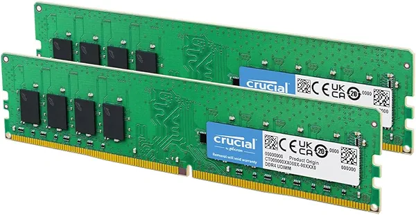 Crucial 64GB DDR4 RAM Kit (2x32GB), 3200MHz (PC4-25600) CL22 Desktop Memory, UDIMM 288-Pin, Downclockable to 2933/2666MHz, Compatible with Intel and AMD Ryzen - CT2K32G4DFD832A