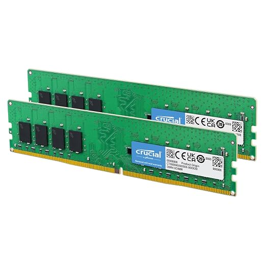 Crucial 64GB DDR4 RAM Kit (2x32GB), 3200MHz (PC4-25600) CL22 Desktop Memory, UDIMM 288-Pin, Downclockable to 2933/2666MHz, Compatible with Intel and AMD Ryzen - CT2K32G4DFD832A