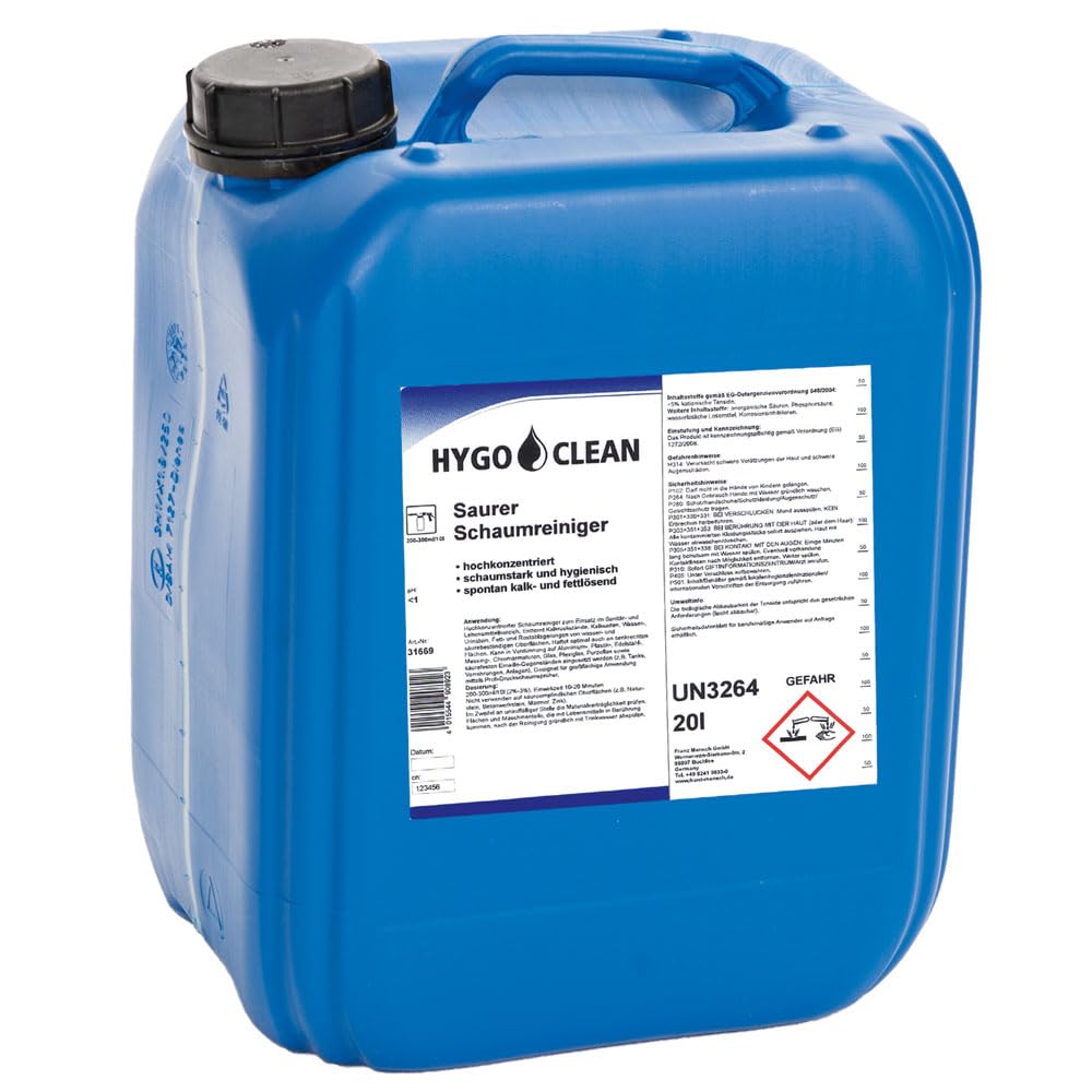 1 Stück Hygoclean Saurer Schaumreiniger, V: 20l, blau, Schaumreiniger, Kalklösend, Fettlösend