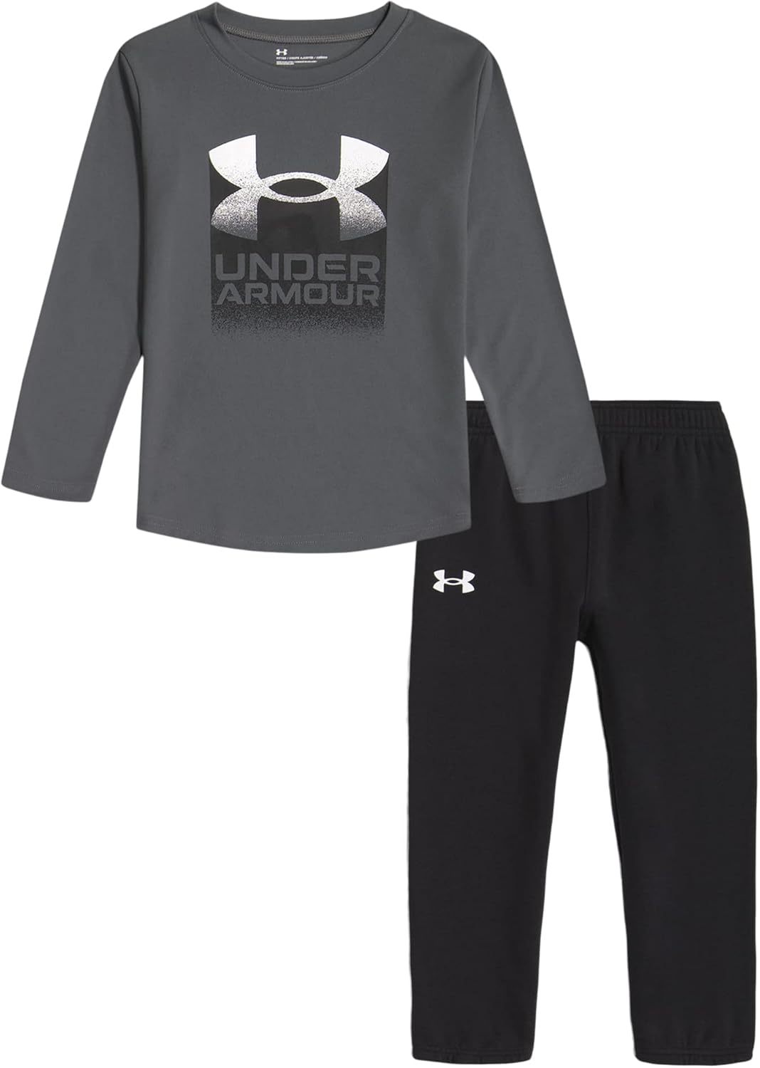 Under Armour Boys Long Sleeve Shirt and Jogger Set, Durable Stretch Lightweight Clothing Set, Pitch Gray, 5 US: Clothing, Shoes & Jewelry