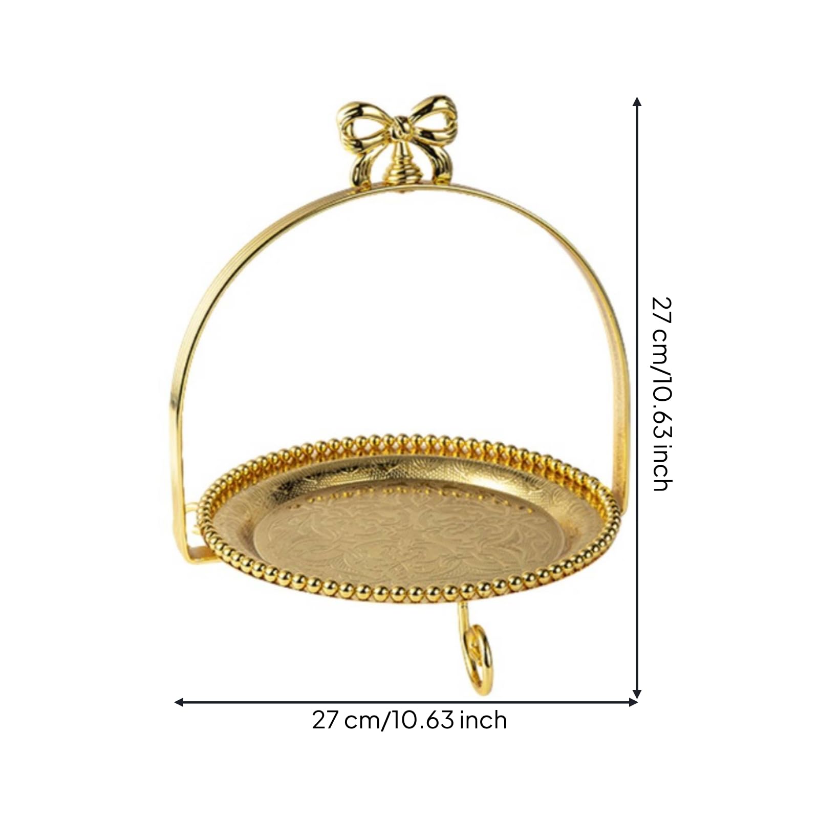 Vassoio da Portata con Piedini Monopiano Alzata con Piedini Elegante Porta Dolci per Festa di Compleanno , Oro , 27 Cm