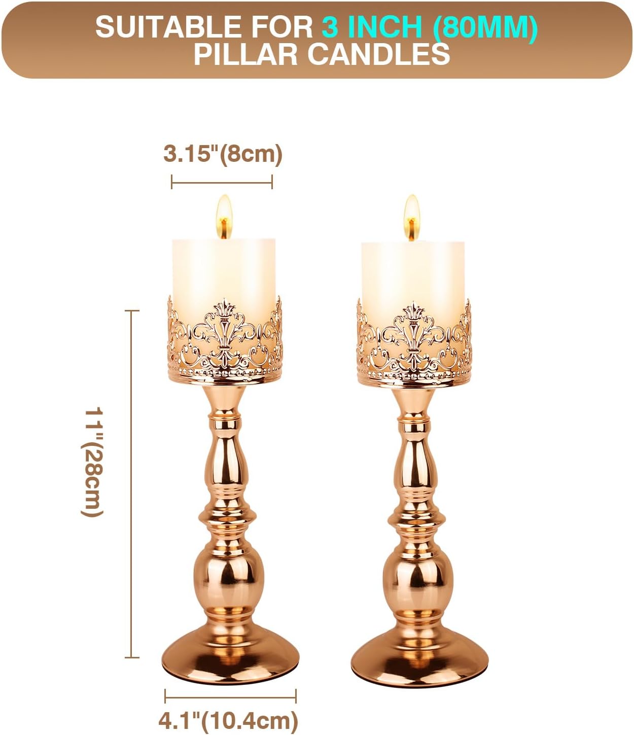 Candle Holders for Pillar Candles Gothic Gold Vintage Tall Candle Holders Set of 2 Decorative Large Table Centerpieces Candle Stand Decor (Gold 2PCS A) - Image 6