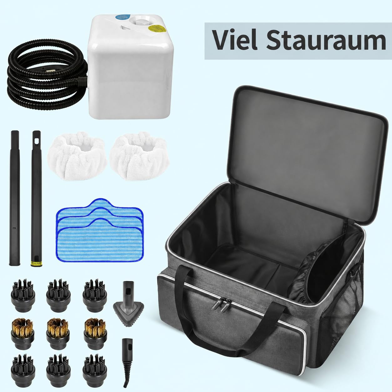 Aufbewahrungstasche kompatibel mit Dampfreiniger, große Tragetasche mit externem Verlängerungsstangenhalter, strapazierfähiger Organizer für Dupray Dampfreiniger-Zubehör (nur Tasche)