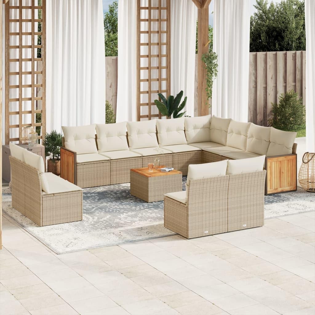 Homgoday Set Divano da Giardino 13 pz con Cuscini Beige in Polyrattan, Divani da Esterno Giardino, Set Salotto da Esterno, Set Salotto da Giardino, Divanetti da Esterno Type3228158