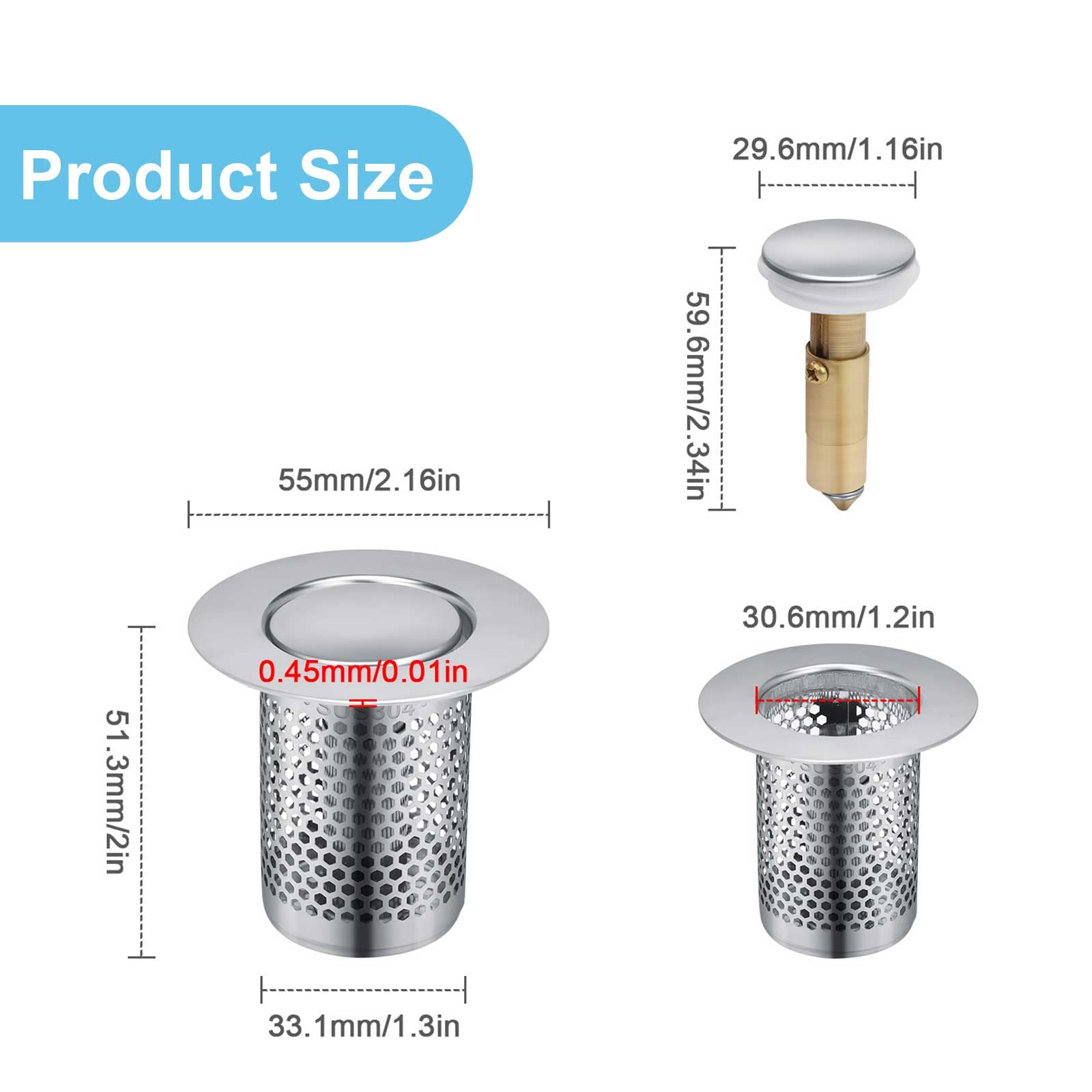 HERKINDNESS Abflusssieb Edelstahl - 3er Set Für Dusche & Waschbecken