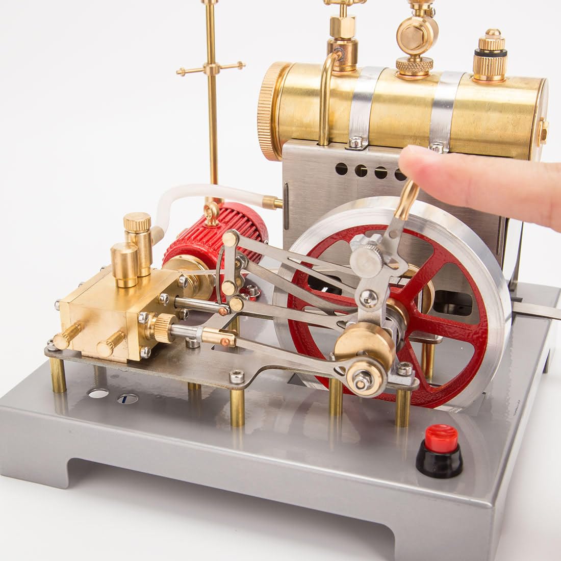 Retrol SE-02 Dampfmaschinen-Modellbausatz, 100-teiliger Vollmetall-Bausatz mit reversibler horizontaler Dampfmaschine, Kessel, Generator und LED-Straßenlaterne für MINT-Bildung und als Geschenkidee