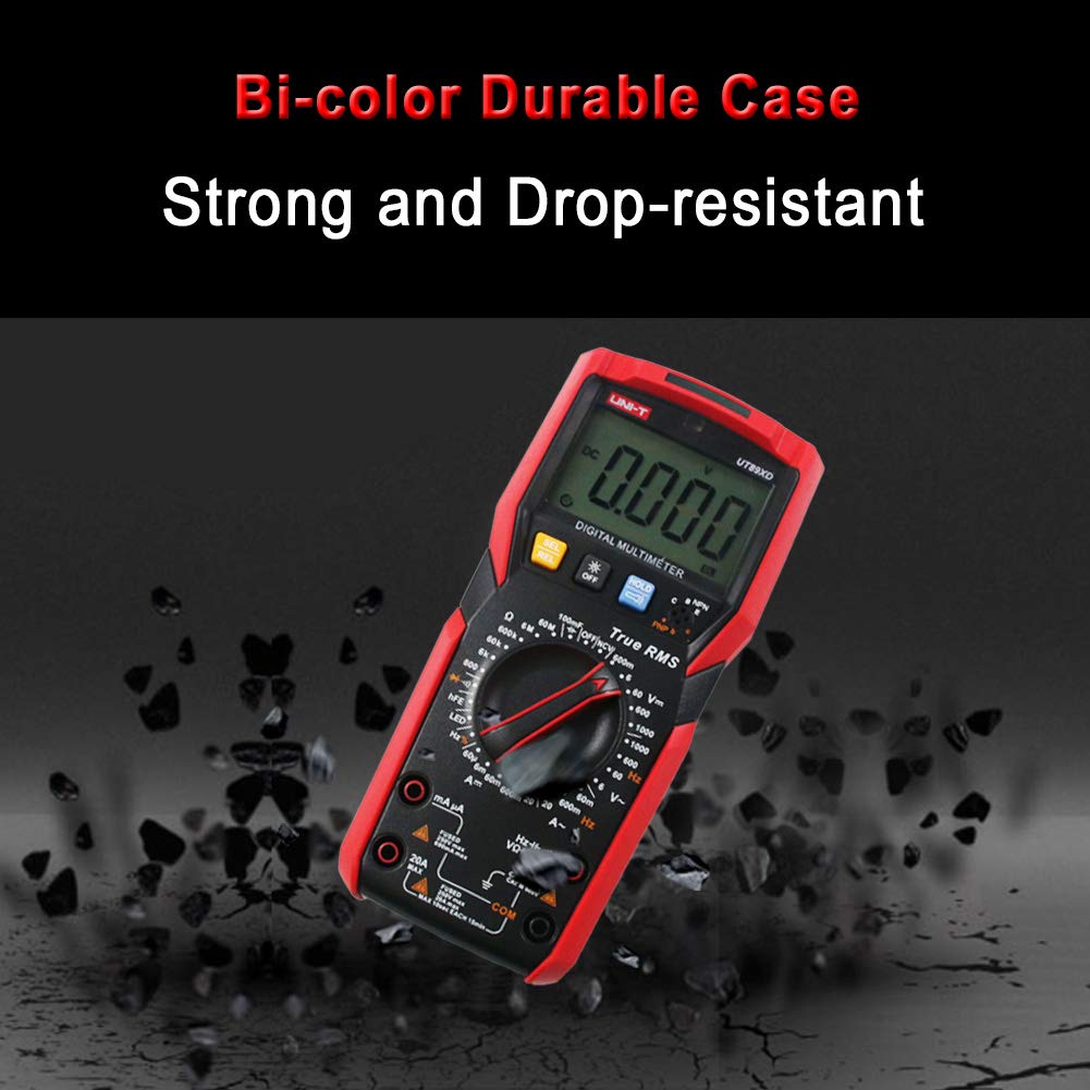 UNI-T UT89XD Digital Multimeter,TRMS 6000 Counts Volt Meter Manual Ranging,Measures AC/DC Voltage Tester,Resistance,Capacitance,Diode,NCV,Temperature,LED Test (UT89XD) 4