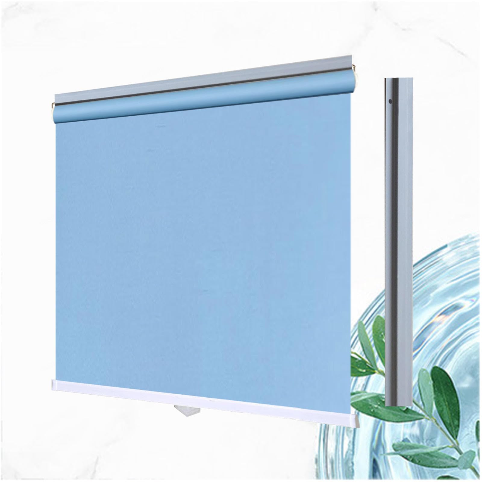 Cordless Blackout Roller Shades 50/75/90/115/130cm, Retractable Sunshade Roller Blinds, Blackout Curtains No Drilling, Temporary Thermal Blinds for Doors Windows,blue-72x160cm/28 * 63in