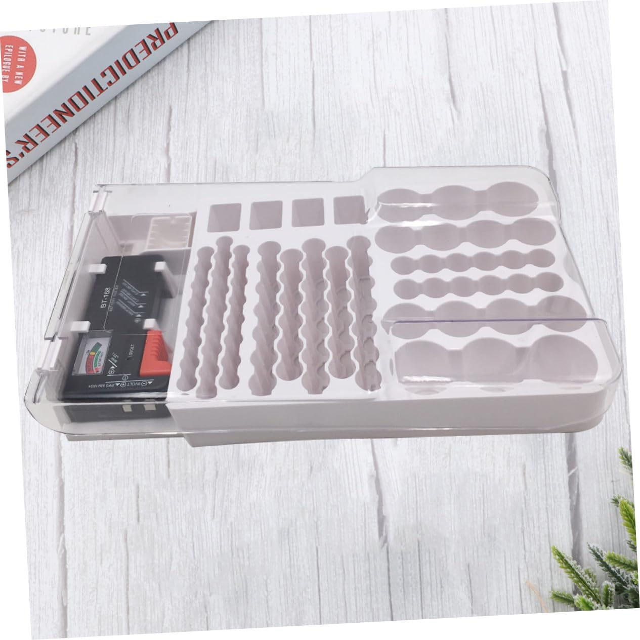 2 Pezzi Custodia Portatile per Batterie con Tester Integrato Capacità Resistente e Durevole Tester Volt Affidabile per Batterie Aa Aaa Contenitore per Conservazione e Test Rapido