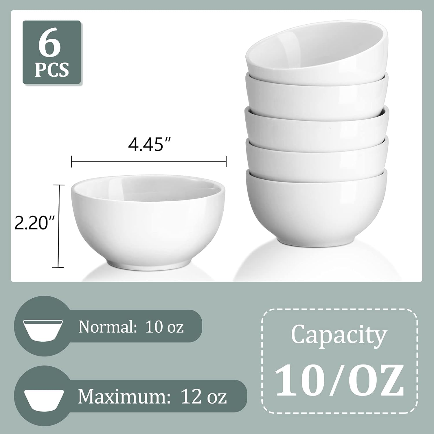 Yedio Porcelain Bowls Set, 17 Ounces Porcelain Cereal Bowls for Kitchen, White Bowls for Soup Rice Salad Pasta, Set of 6, Microwave Dishwasher Safe : Home & Kitchen