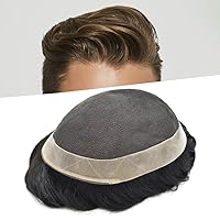 Vista 17 de Tupé para hombres, sistema de unidades de cabello humano real, encaje suizo suave, encaje frontal, tupé, piezas de cabello de repuesto, línea