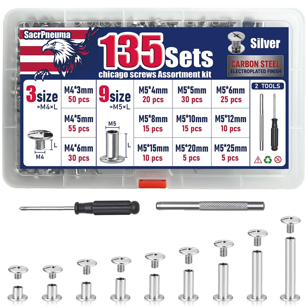 Chicago Screws for Leather - 135 Sets -7 Chicago Screws for Leather - 135 Sets -7