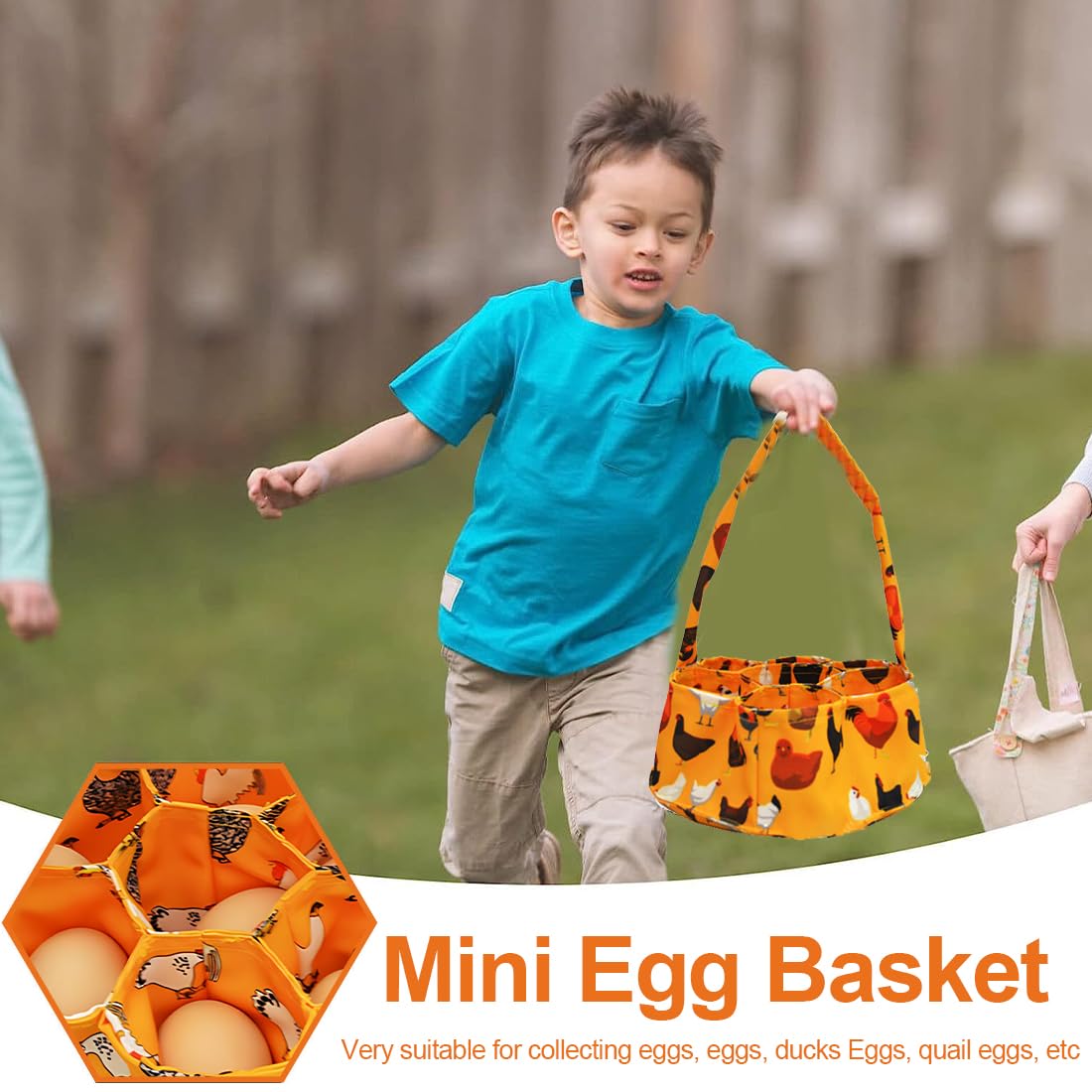 Cesta recolectora de Huevos, 7 Bolsas Reutilizables de Pulpa para Guardar Huevos de Gallina o Manualidades de Pascua en el Jardín