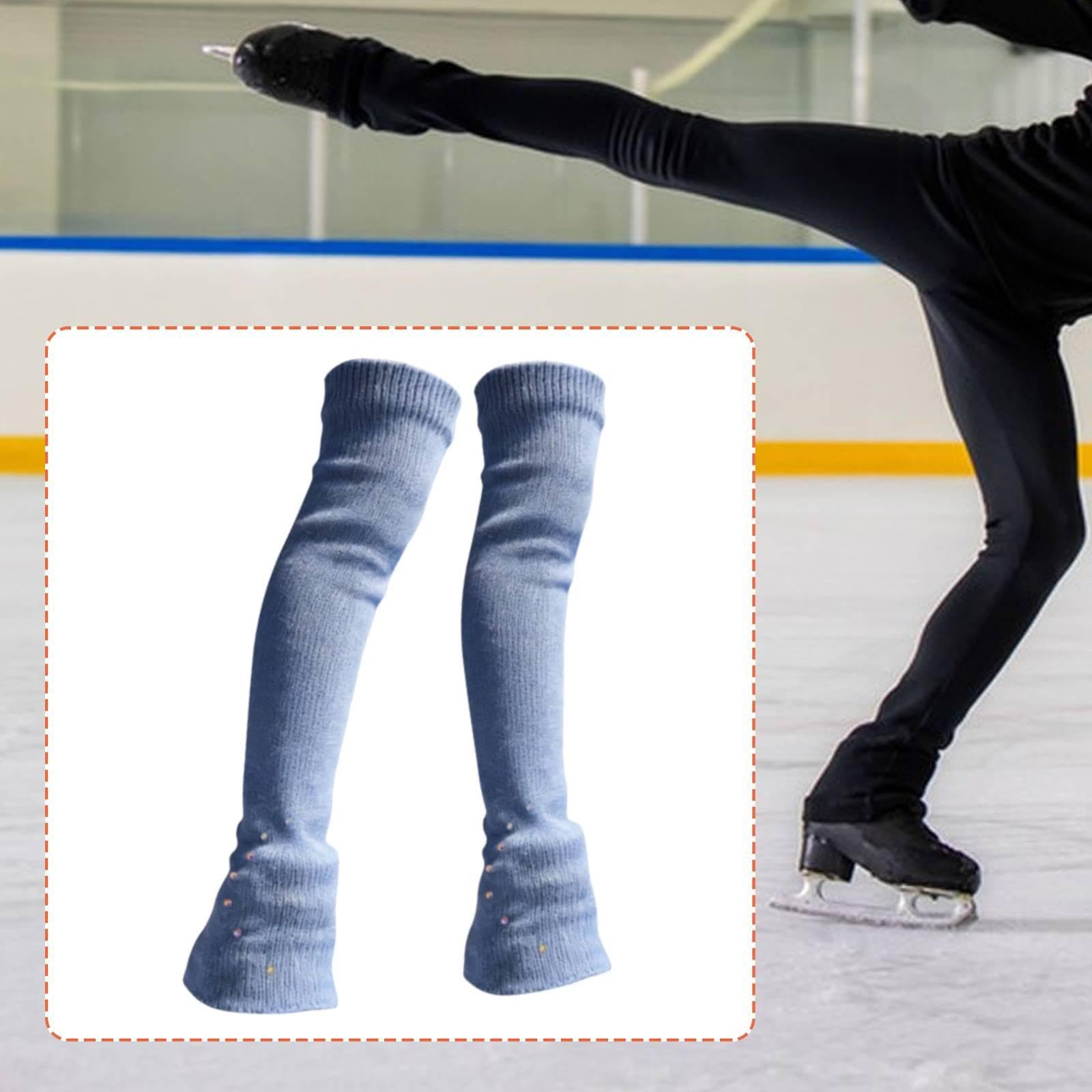 Calze Lunghe Senza Piede per Pattinaggio Su Ghiaccio, Scaldamuscoli in Maglia, Copriscarpe, Contro Il Freddo E Le Abrasioni