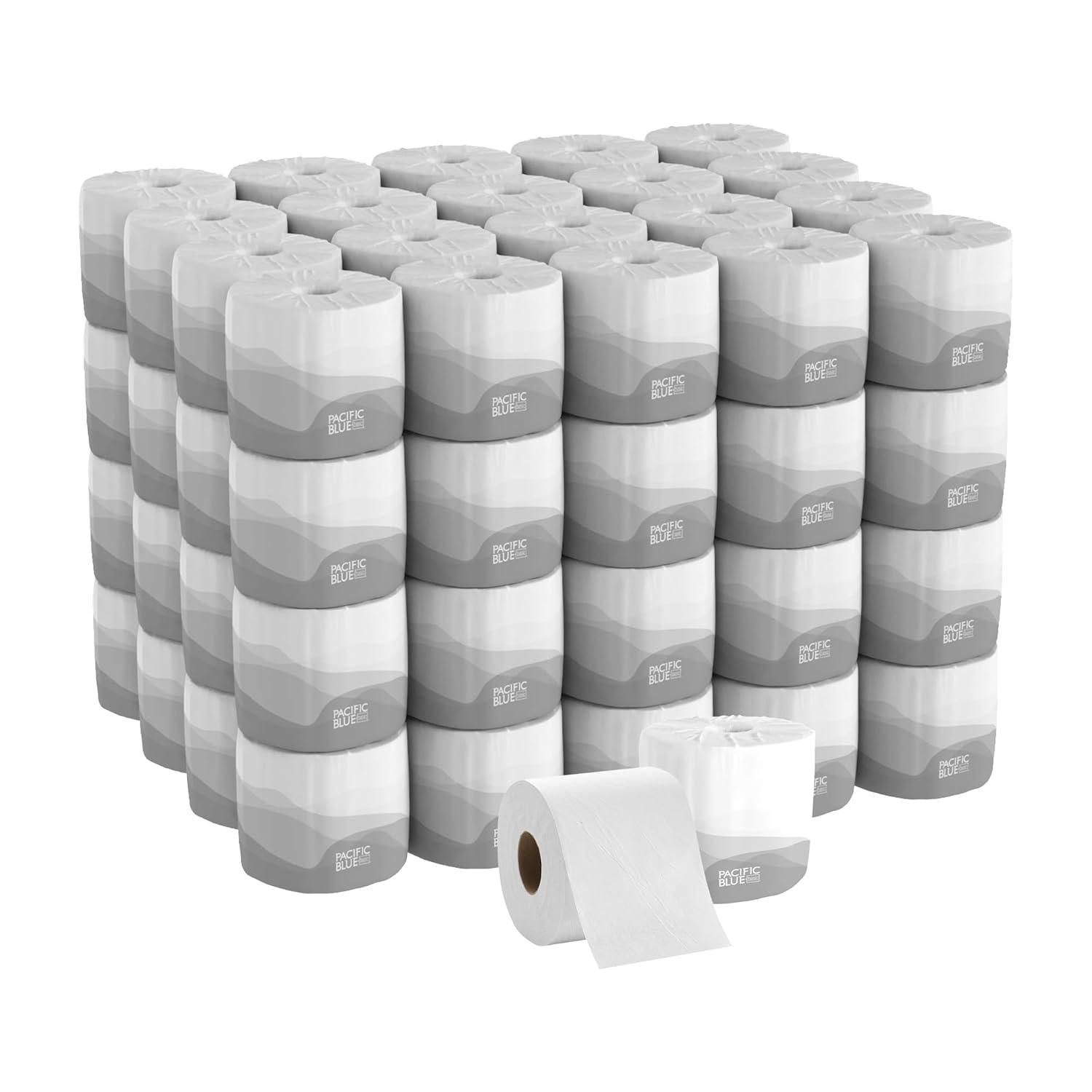 Georgia-Pacific Pacific Blue Basic 1-Ply Toilet Paper by GPPRO (Georgia-Pacific), 14580/01, 1,210 Sheets Per Roll, 80 Rolls Per Case