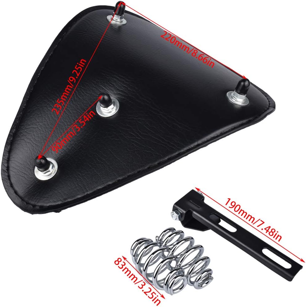 Universal Motorcycle Crocodile Leather Saddle Solo Seat Cushion Spring for Honda/Yamaha/Kawasaki/Suzuki/Bobber/Chopper (Brown)