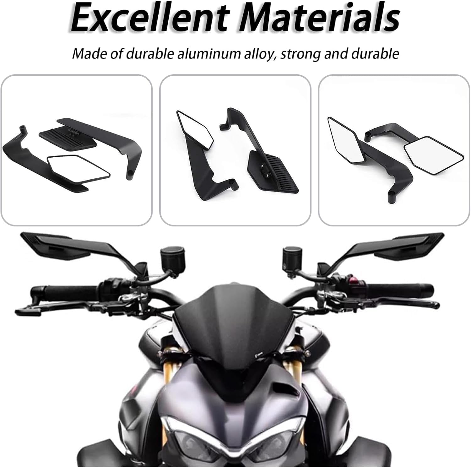 Rétroviseur Moto pour Benelli TRK 502, Réglable Rétroviseurs Latéraux de Moto Rotatif à 360° Réduire l'angle Mort Installation Facile,A