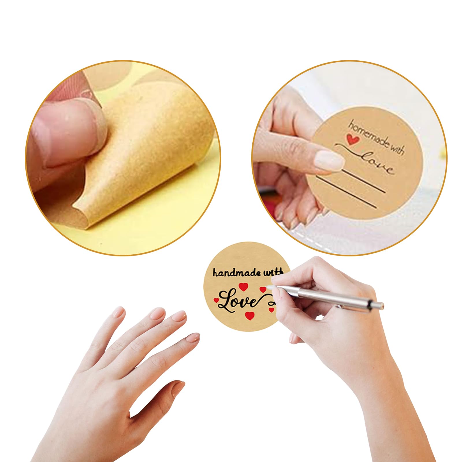 2000 Pezzi Etichette adesive per Barattoli, Adesivi per Etichette in Carta Kraft, 2.5cm Rotonde Etichette Autoadesive, Etichette per Barattoli di Vetro, Vino, Dispensa, Casa e Ufficio