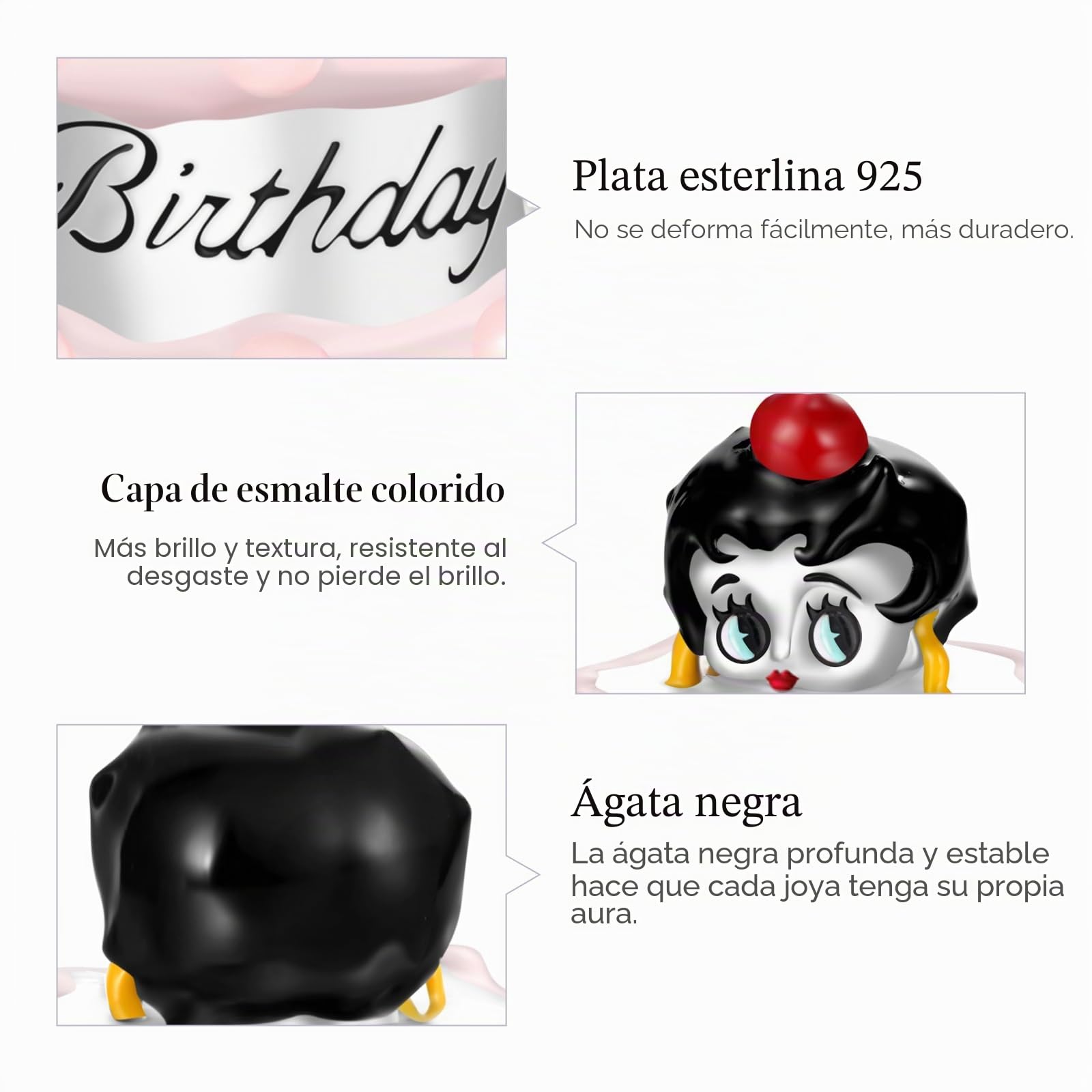 GNOCE Colgante de plata de ley 925 de Betty Boop, para mujer, esposa, día de San Valentín, día de la madre, regalo de joyería, Medium, Plata de ley, Sin piedra preciosa