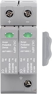 Tyenaza 600V DC 2P Surge Protection Device, 20KAâ€‘40KA House Surge Protector, Photovoltaic Lightning Protector Fit for Residential, Office Building