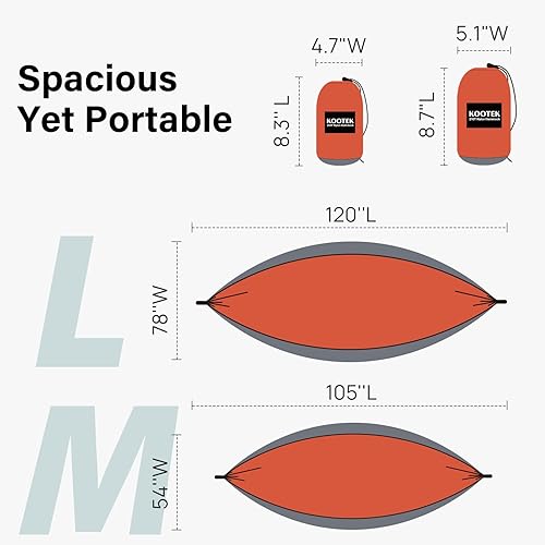 Miniatura 13 de Kootek - Hamaca de campamento doble e individual, hamacas portátiles, accesorios de campamento para exteriores e interiores, mochileros, viajes