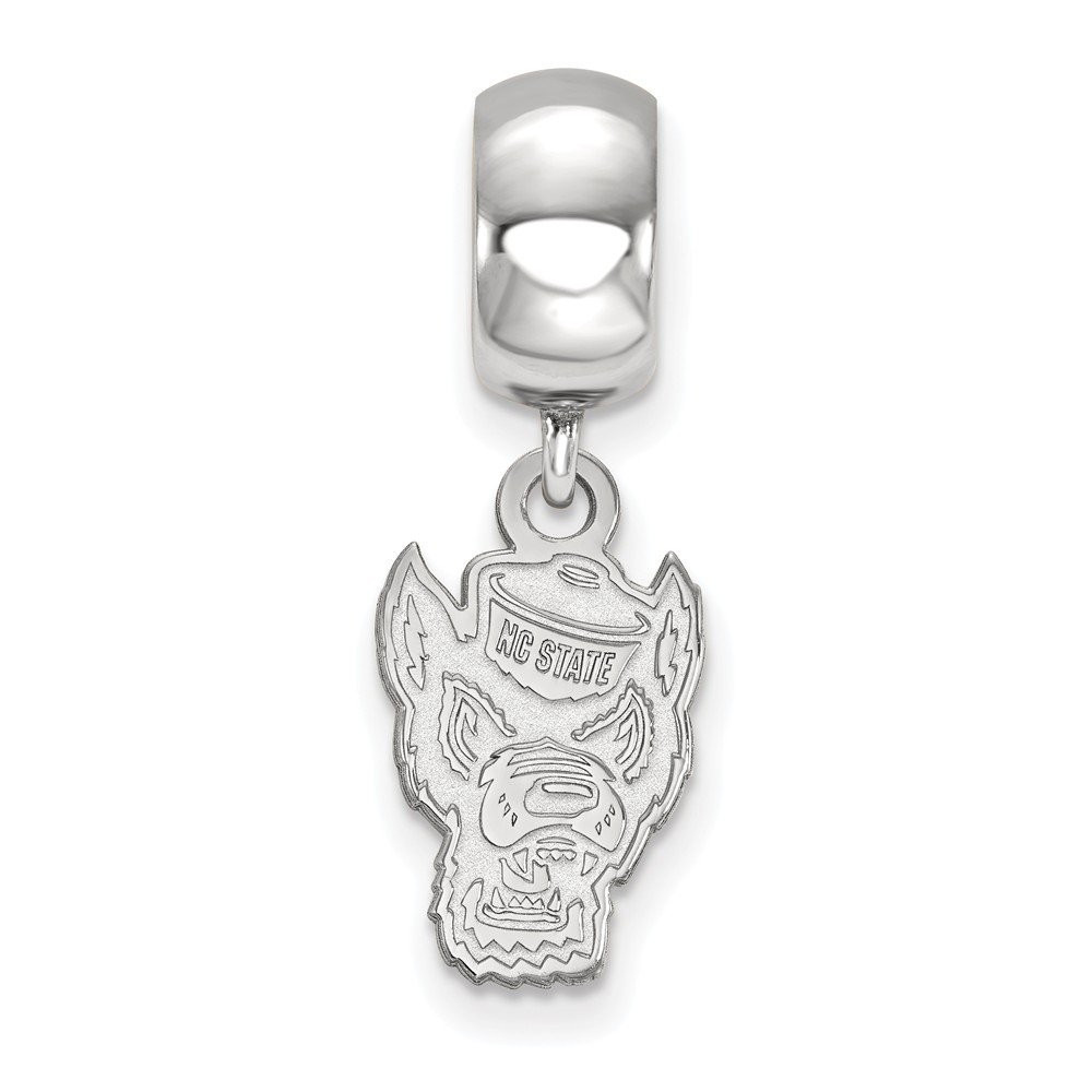 NC State Bead Charm Small (1/2 Inch) Dangle (Sterling Silver)