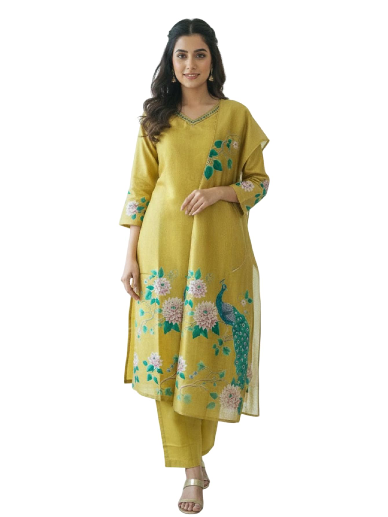 Bonkers Corner Kurta Set for Women | Stylish Cotton Printed Kurti Pant Set | Indo-Western Casual & Festive Co-ord Set for Women (K-222-23) in multi
