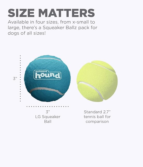 Foto 3 de 7 de Outward Hound Squeaker Ballz Fetch - Juguete para Perro, Grande, Paquete de 2