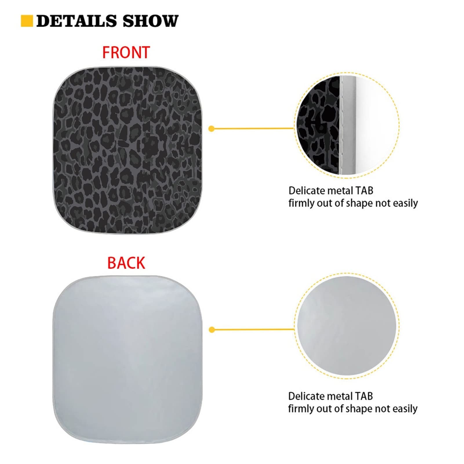 Black Leopard Print Windshield Sun Shade Umbrella – 55x27.5 Inch Foldable Car Sunshade For UV & Heat Protection