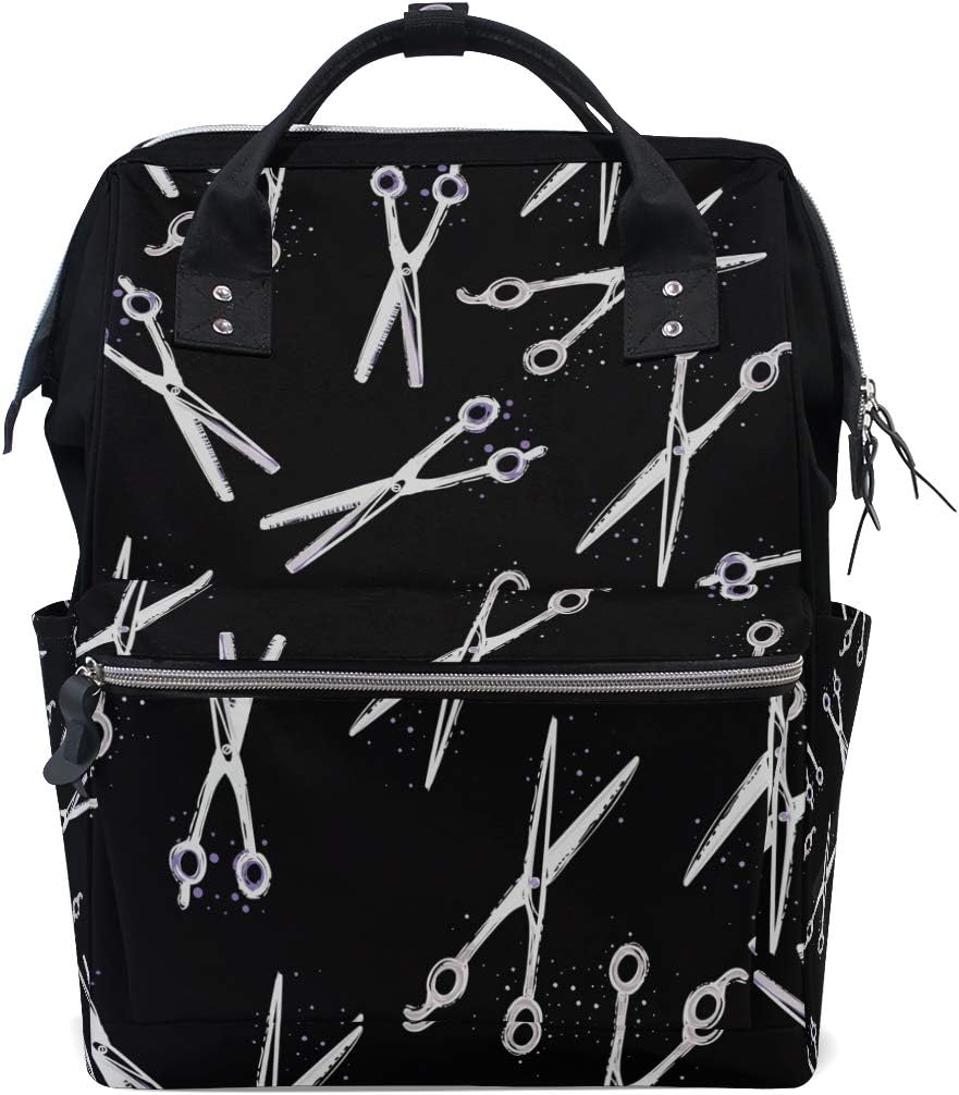 DERLONKAJE Large Capacity Baby Diaper Bag Hair Stylist Hairdressing Scissors Print Durable Multi Function Travel Backpack
