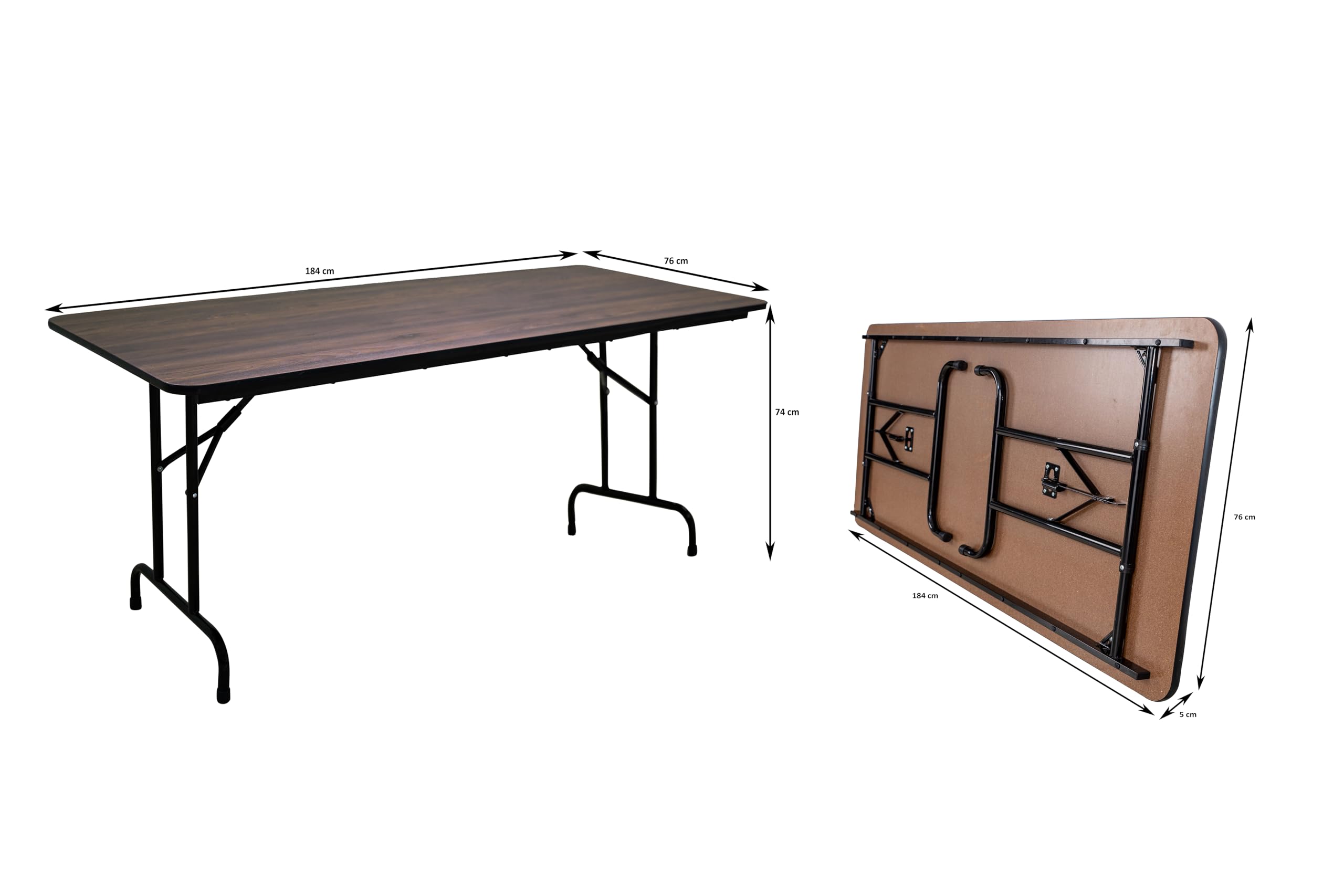 METRO Professional Tavolo da esterno, acciaio/legno, per 8 persone, pieghevole, nero/marrone