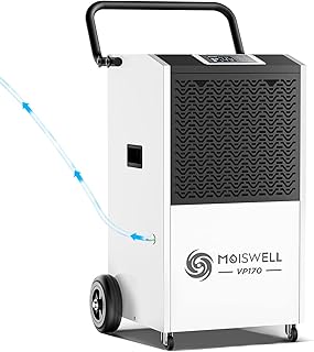 170 Pints Commercial Dehumidifier with Pump and Drain Hose for Basements and Large Spaces up to 7,500 Sq Ft, 5 Years Warranty