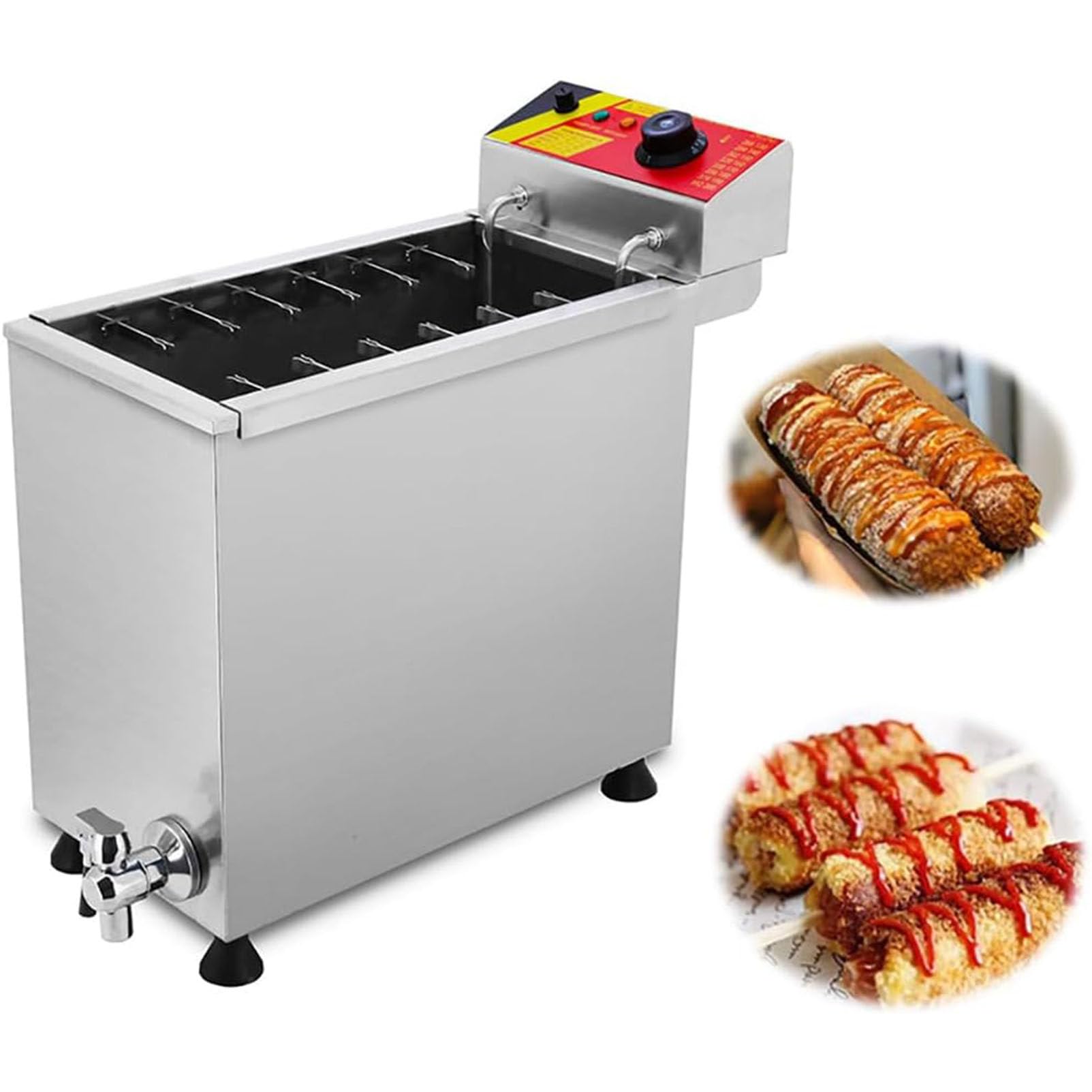 NGDFGR Cheese Hot Dog Sticks Maker Machine - 25L Capacity Commercial Corn Dog Fryer For Restaurant And Snack Bar