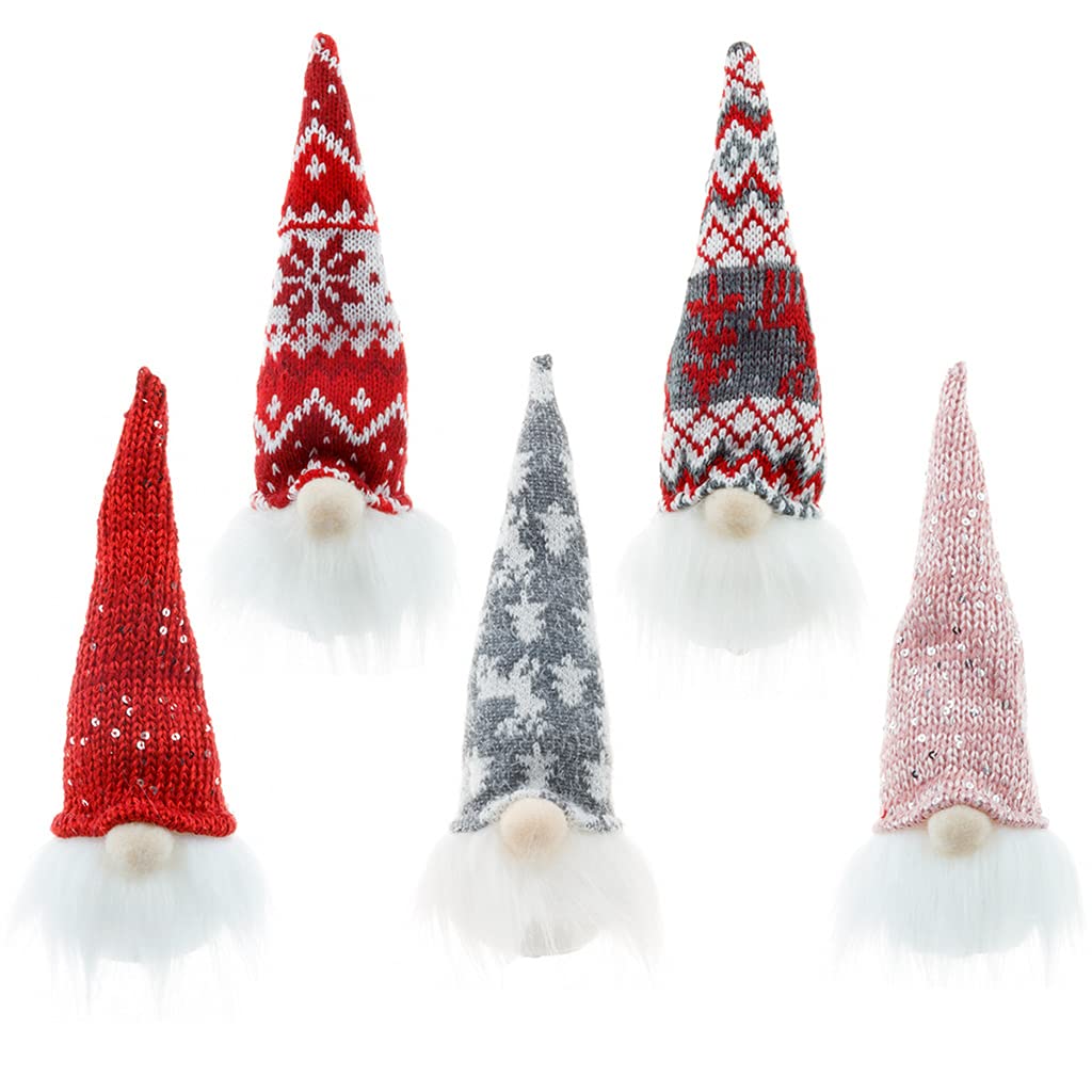 Wubxbvvx 5pcs Christmas Gnome Decorations Lighted Scandinavian Nordic Tomte Gnomes Xmas Holiday Winter Party Home Table Decor