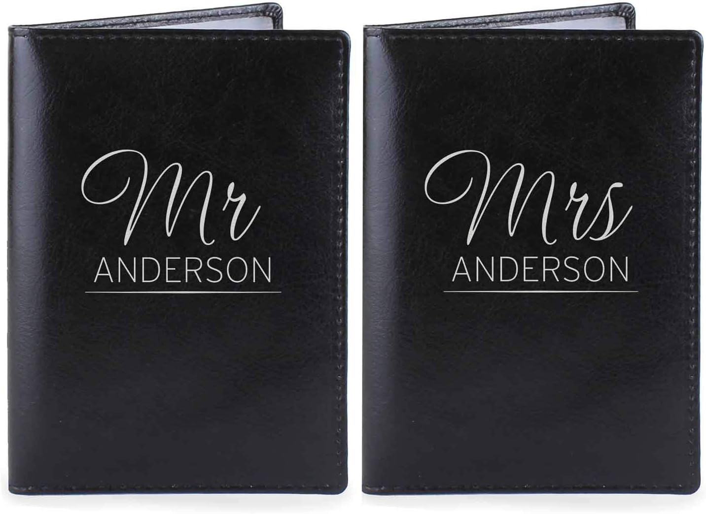 Personalised Mr & Mrs Passport Holders / Passport Covers Set. Genuine Leather. His + Hers. Gift For Couple. Honeymoon. Wedding Gift Idea