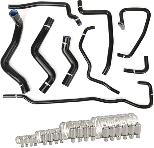 Miniatura 1 de Kit de manguera de refrigerante de radiador de silicona para Mazda RX8 SE3P 13B-MSP con 18 abrazaderas de perno en T (negro)