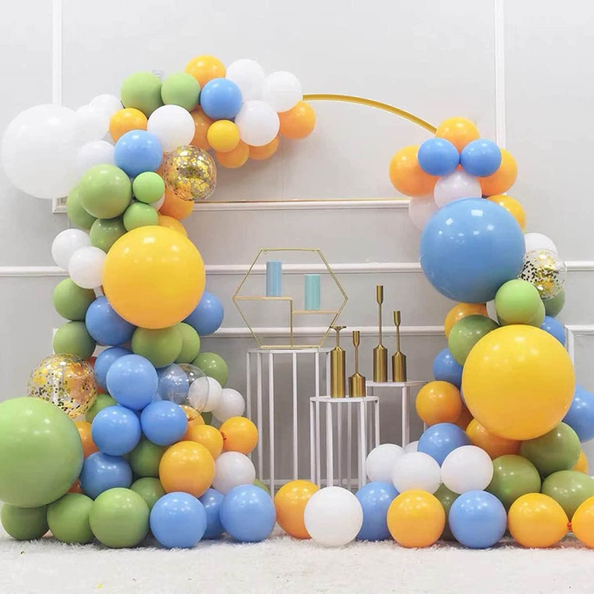 Metall Hochzeitsbogen Rund Ballongirlande Set Ballonbogen Gestell, Wetterfest und freistehend Rosenbogen aus Metall, FüR Luftballon Halter Traubogen Hochzeit Ballon Bogen
