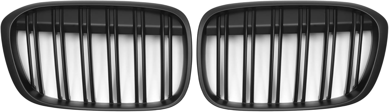 X AUTOHAUX No.51117383363/51117383364 Front Upper Hood Bumper Grille Grill for BMW X1 F48 2016-2022 Front Upper Bumper Kidney Grille Grill Double Slat Matte Black 1 Pair