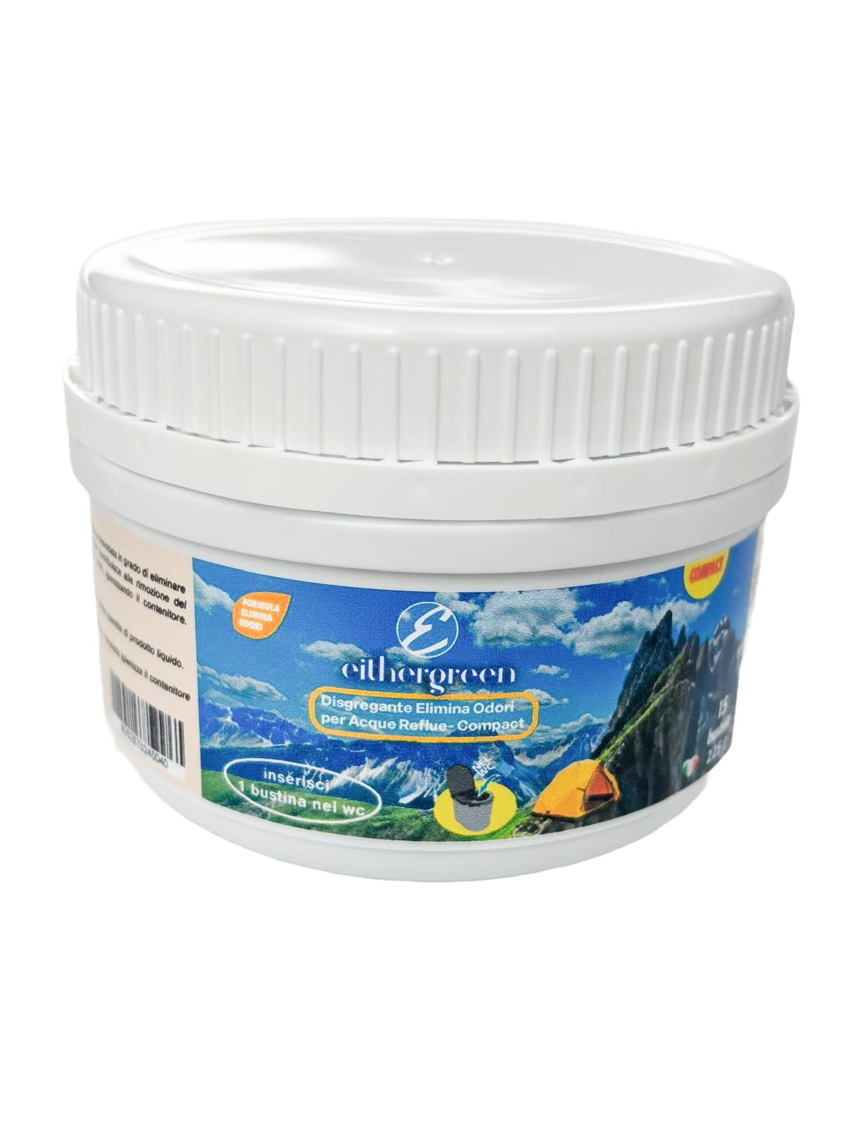 EITHERGREEN Compact - Desgregant élimine Les odeurs d'eaux usées - pour Toilettes et WC chimiques Portables de Camping - 15 sac