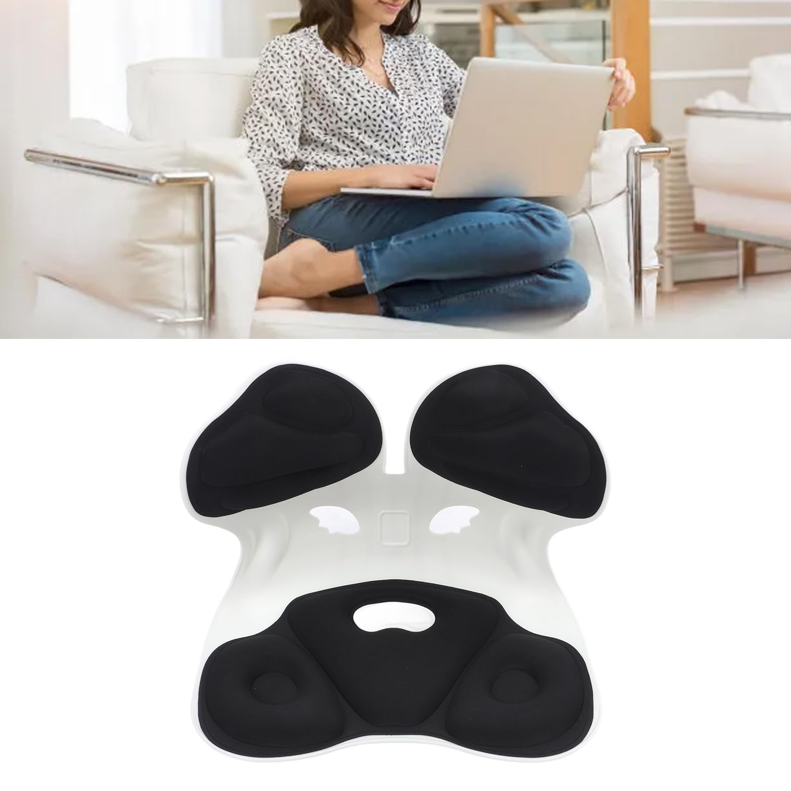 Cojín de Soporte Lumbar para Asiento de Suelo, Respaldo (Black)