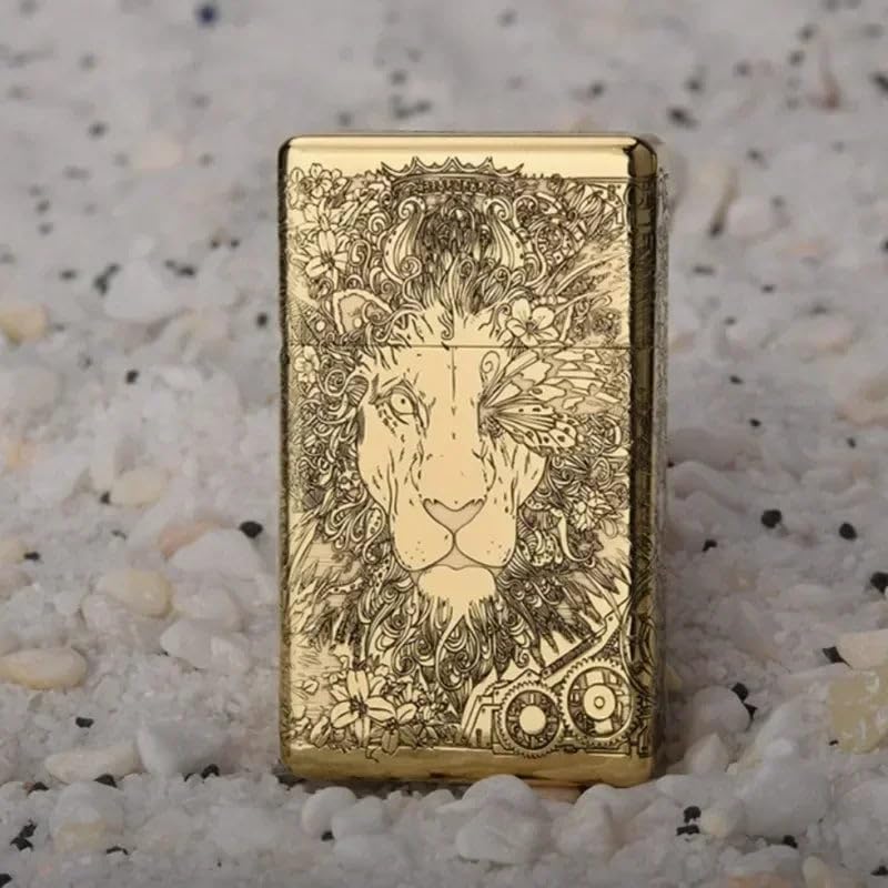 Zorro 538 Thickened Brass Kerosene Lighter – Armor Style, Narrow Square Head Design, High-End Collectible Gift Lion