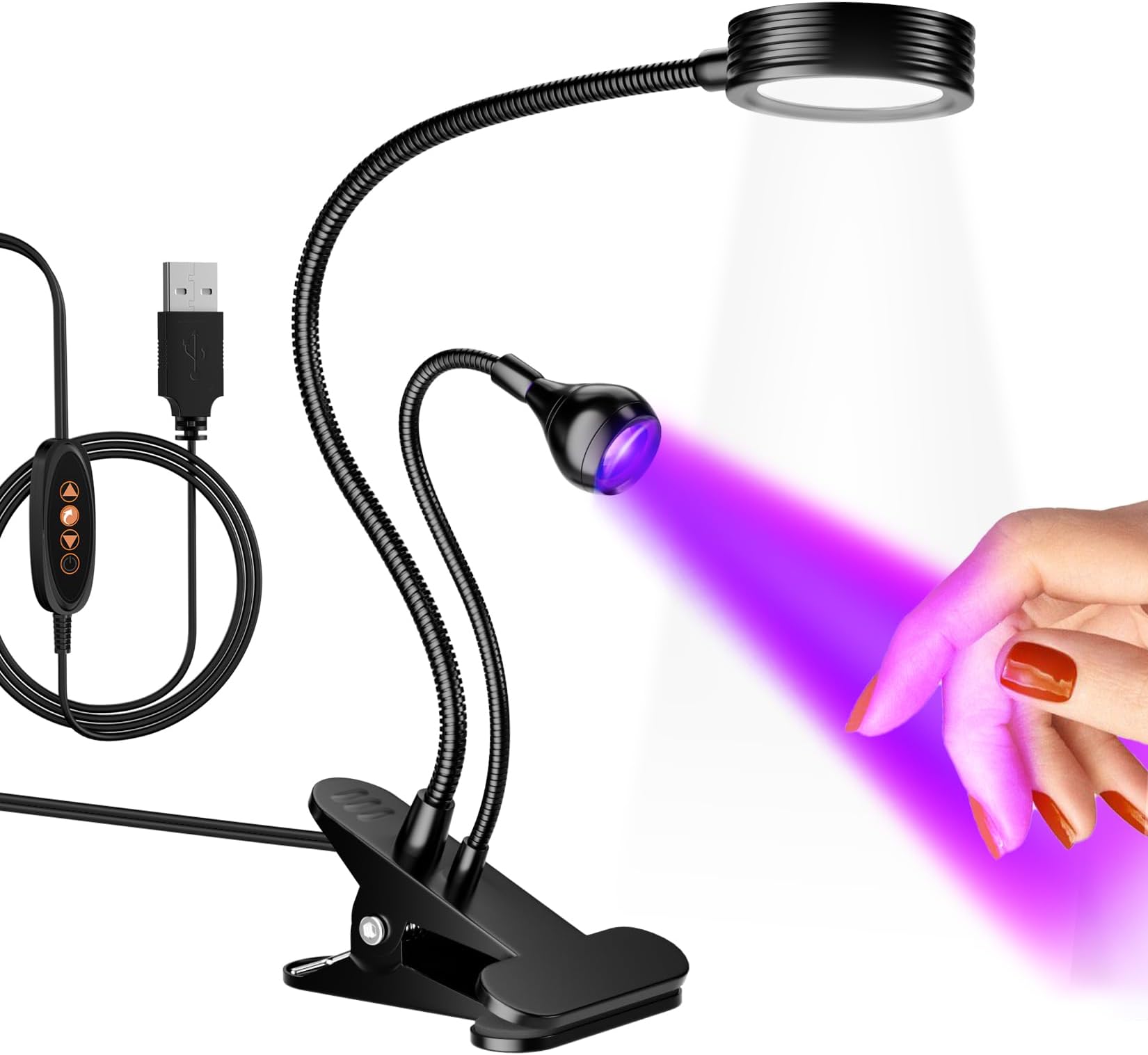 UV LED Nail Lamp, Double-Headed Flash Cure Light, Black